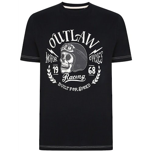 KAM Outlaw Skull Print T-Shirt Schwarz